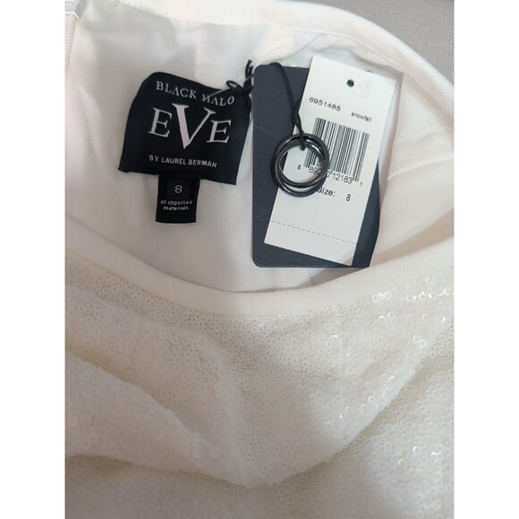 Black Halo Eve Size 8 White Sequin High Waisted Pants Formal Evening Bridal - Picture 8 of 12